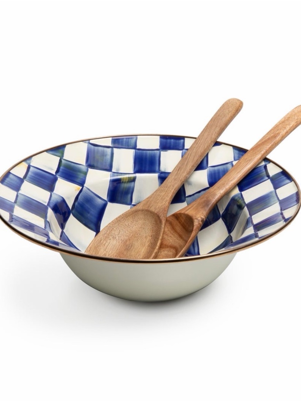 NIB MacKenzie-Childs Royal Check Salad Serving Set